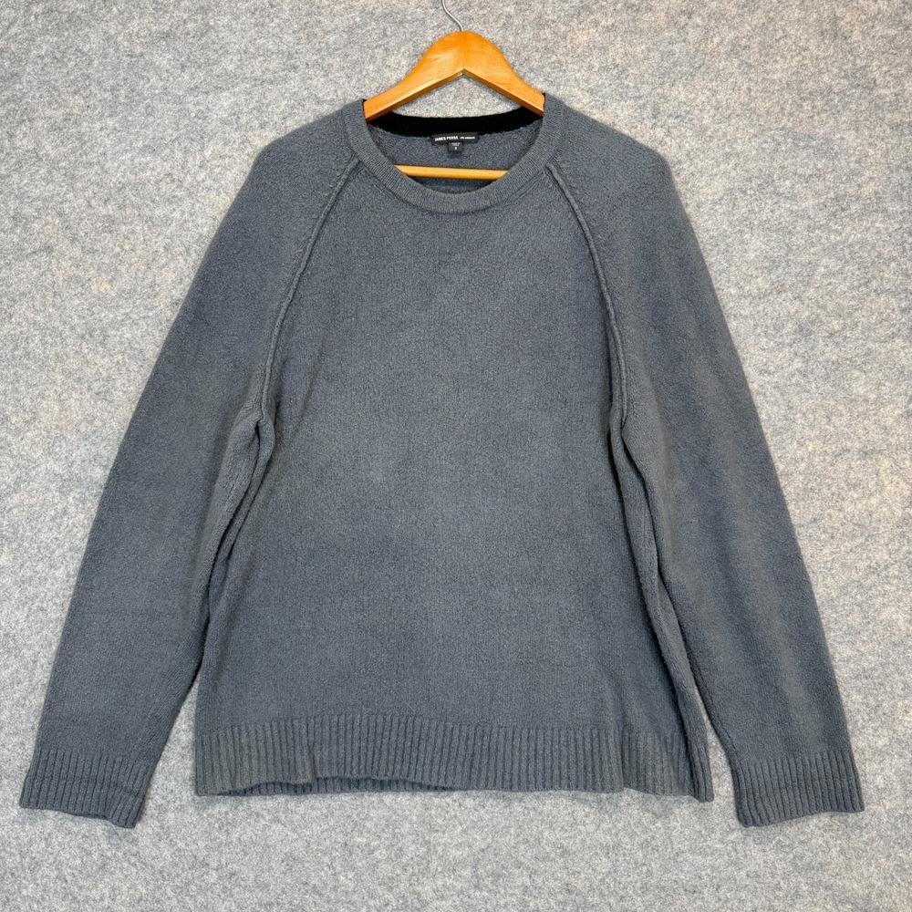 James Perse Soft Sweater Mens Large 3 Ribbed Hem Crewneck Raglan Brushed